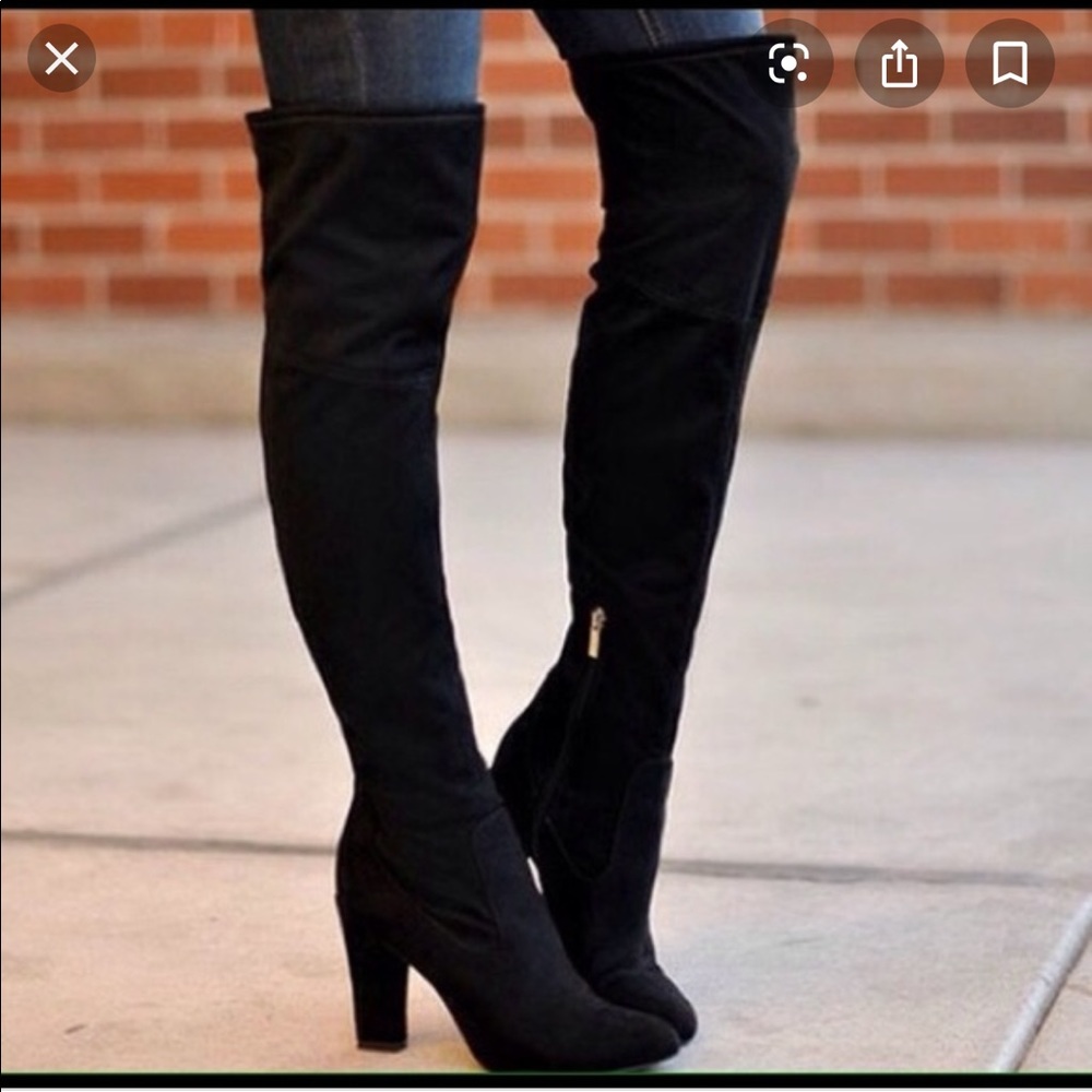 Ivanka Trump Over the Knee Black Suede Boots